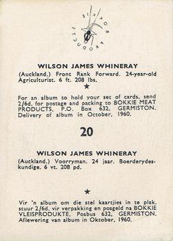 1960 Bokkie Meat Products New Zealand and South African Players #20 Wilson James Whineray Back